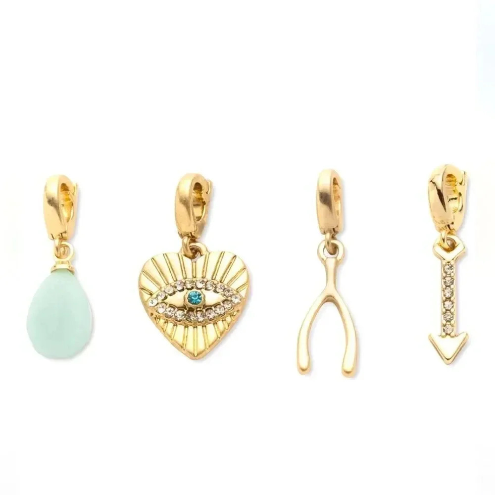 LONNA & LILLY Gold-Tone 4-Pc. Set Pavé & Stone Evil Eye-Motif Charms, NWT🧿